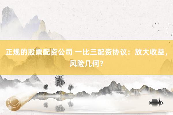 正规的股票配资公司 一比三配资协议：放大收益，风险几何？