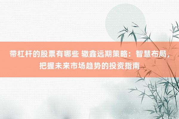 带杠杆的股票有哪些 辙鑫远期策略：智慧布局，把握未来市场趋势的投资指南