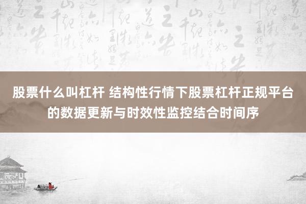 股票什么叫杠杆 结构性行情下股票杠杆正规平台的数据更新与时效性监控结合时间序